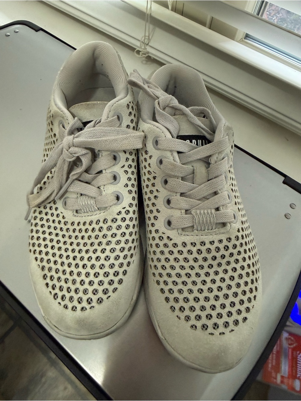 NOBULL Women's Light Gray Perforated Knit Sneakers